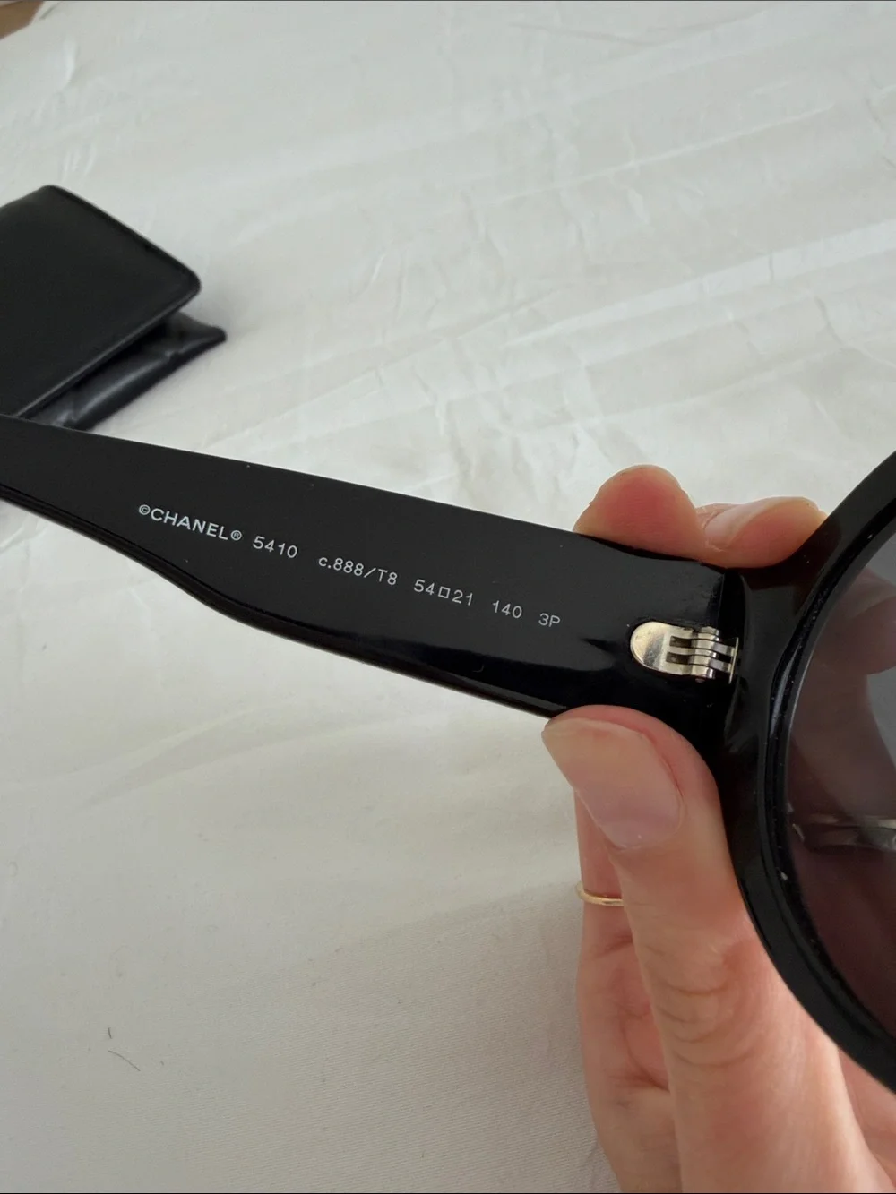 CHANEL Black Oval Acetate Sunglasses